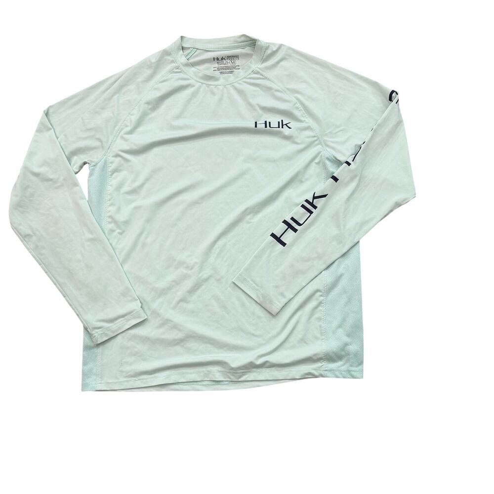 Huk Lightweight Fishing Shirt Mens Medium Mahi Mahi Mint Long Sleeve